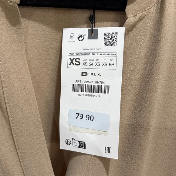 Zara Tan Wide Straight Leg Jumpsuit with Brown Croc Belt - Picture 10 of 10